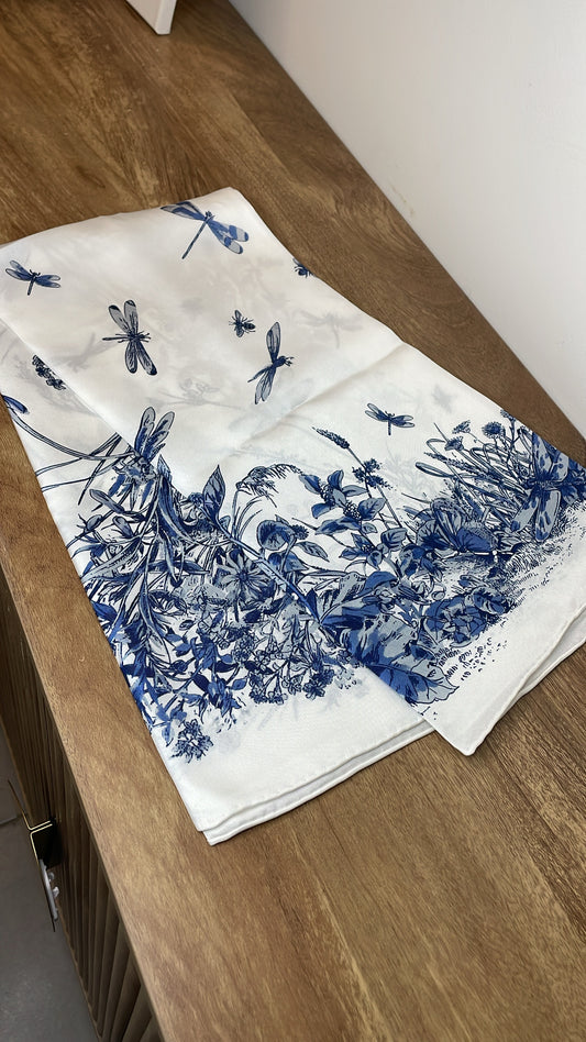 Blue Dragonfly Silk Square