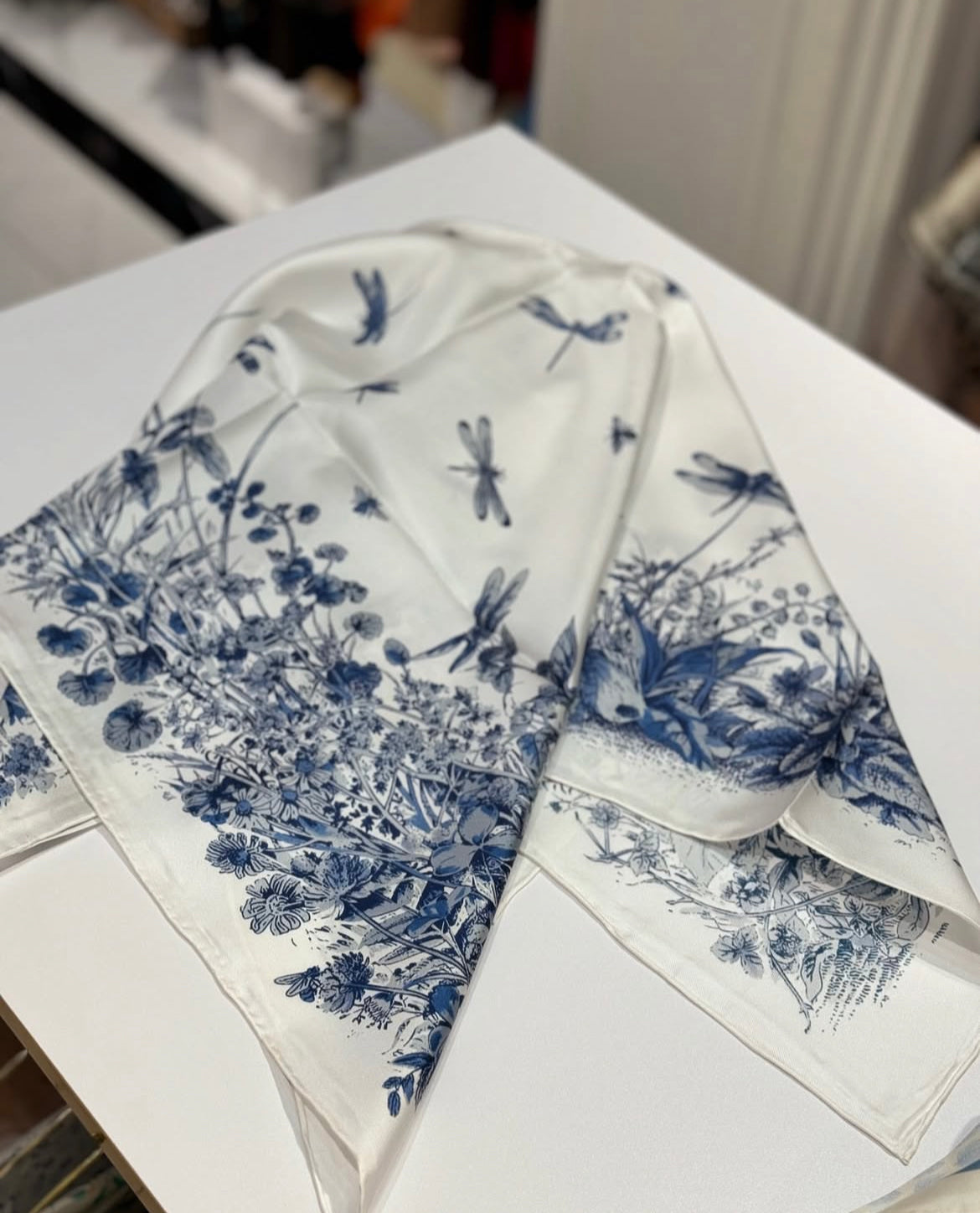 Blue Dragonfly Silk Square
