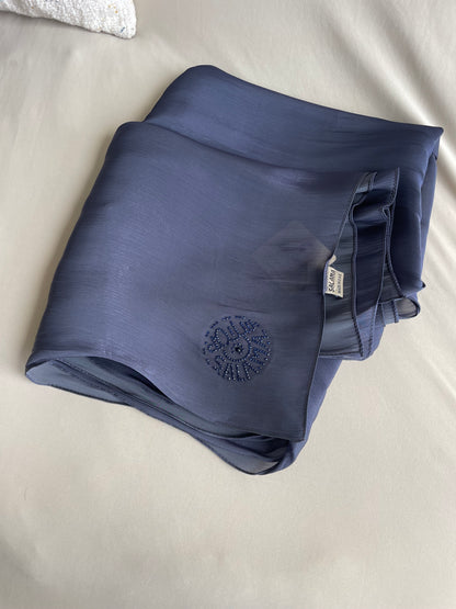 Organza de soie strass Bleu violine
