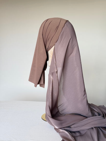 Organza de soie Taupe avec Bonnet