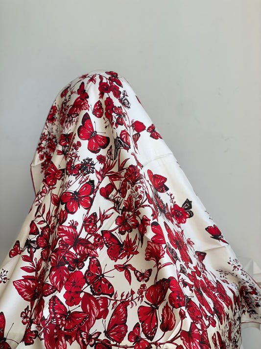 Carré de soie Papillon Rubis