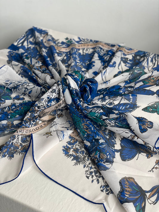 Carré Chiffon PAPILLON Bleu