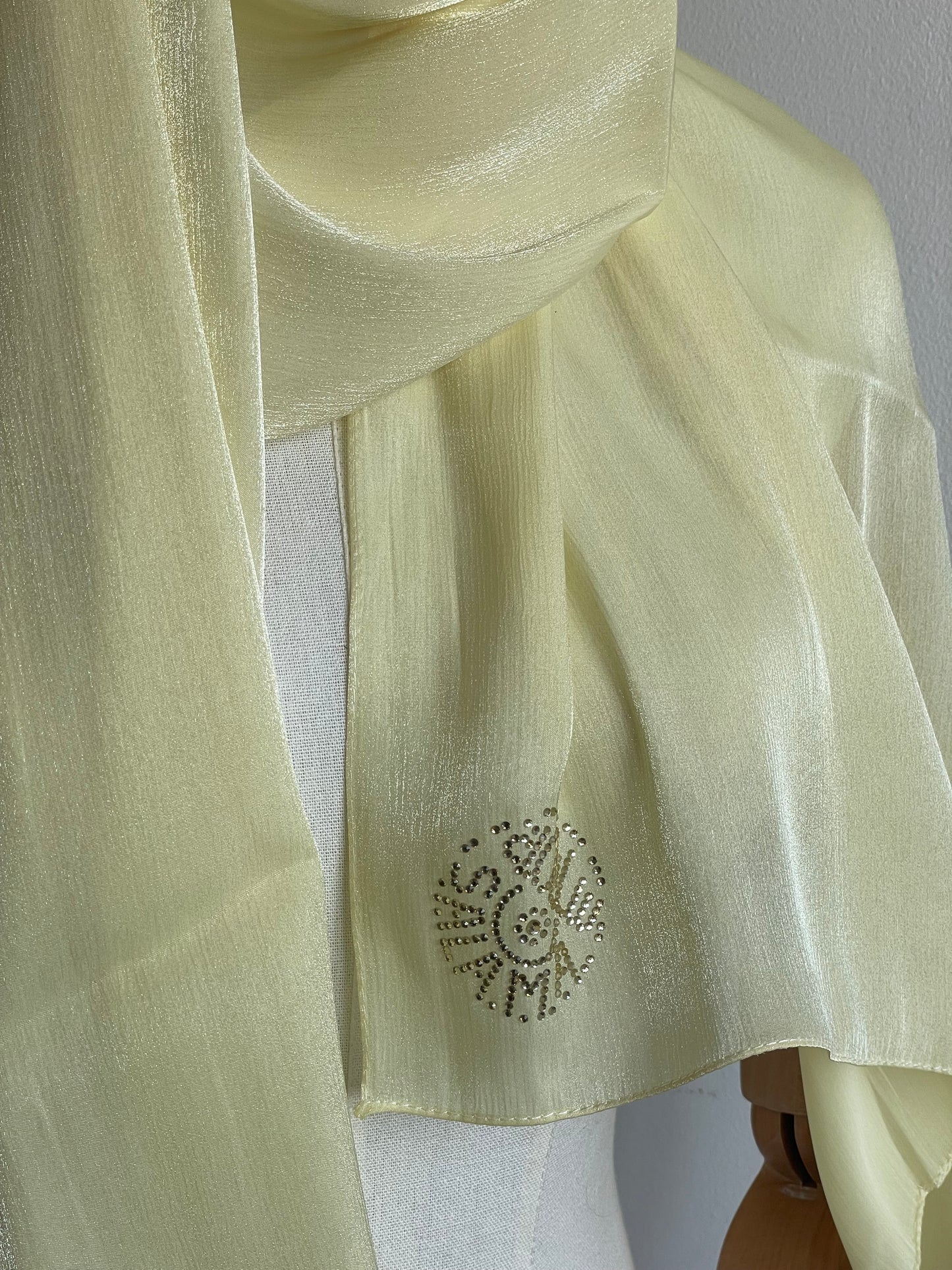 Organza de soie strass Jaune canaris