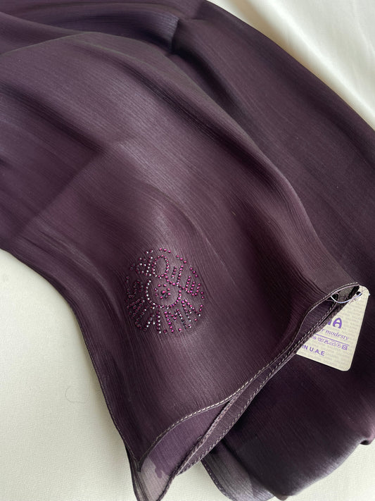 Chocolate Brown Rhinestone Silk Organza