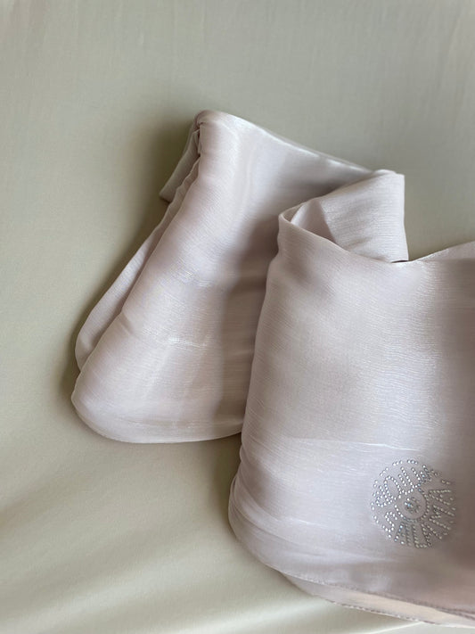 Light pink rhinestone silk organza