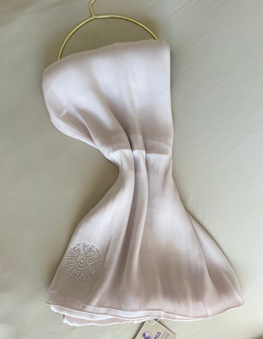 Light pink rhinestone silk organza