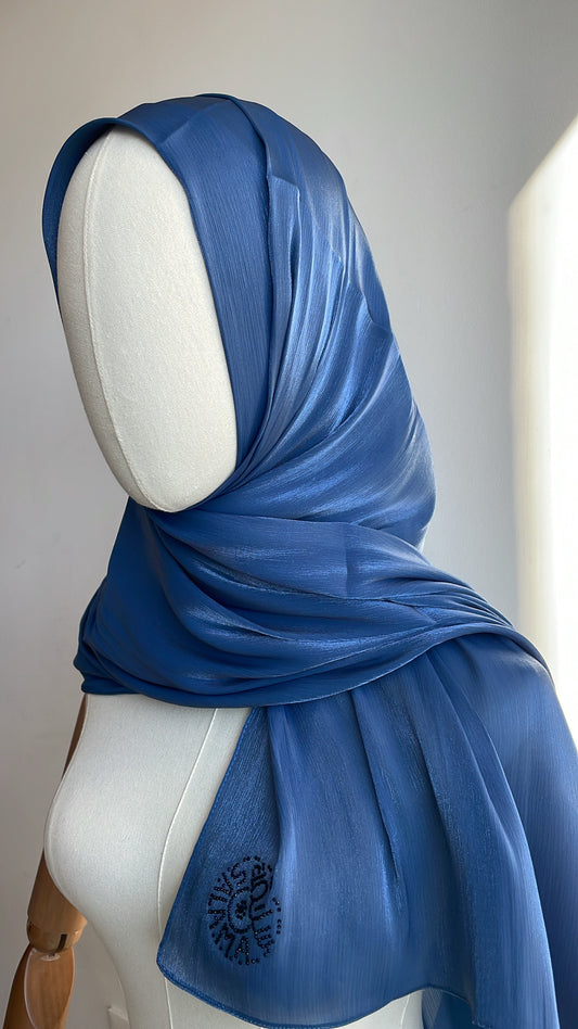 Organza de soie strass Bleu