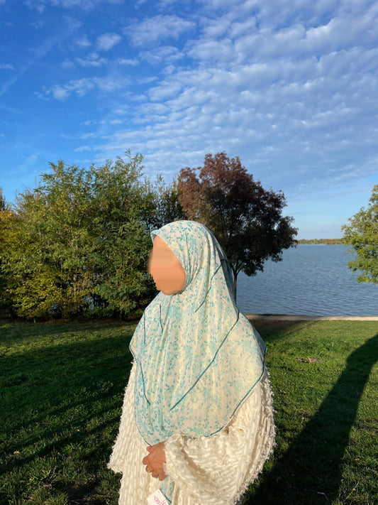 Turquoise floral chiffon square