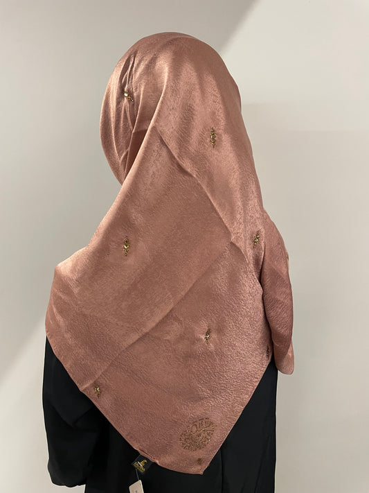 AMIRA Salmon Rhinestone Square