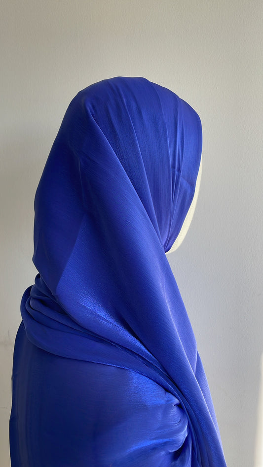 Organza de soie strass Bleu électrique