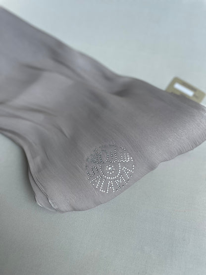 Organza de soie strass gris beige