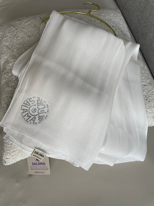 Off-white rhinestone silk organza