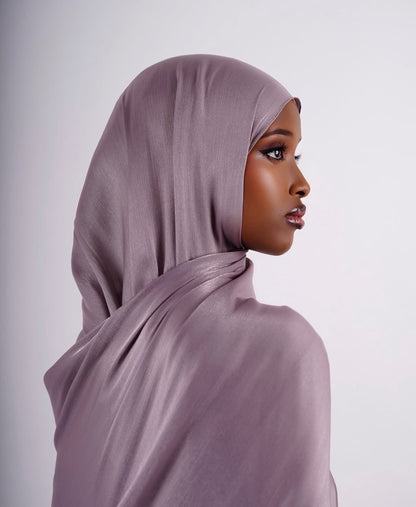 Bonnet Intégré - 
Organza de soie violet clair