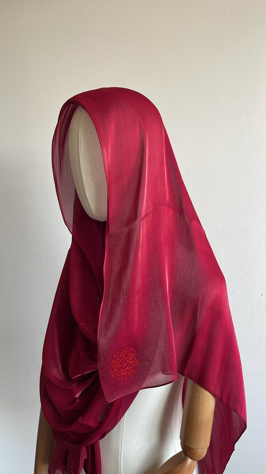 Organza de soie strass Coquelicot