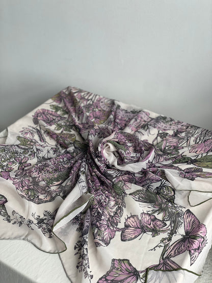 Carré Chiffon PAPILLON Rose vert
