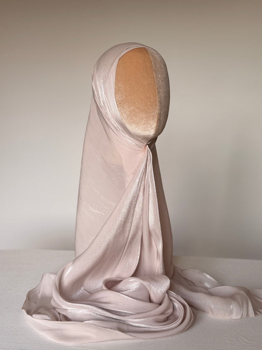 Organza de soie Beige Rosé avec Bonnet