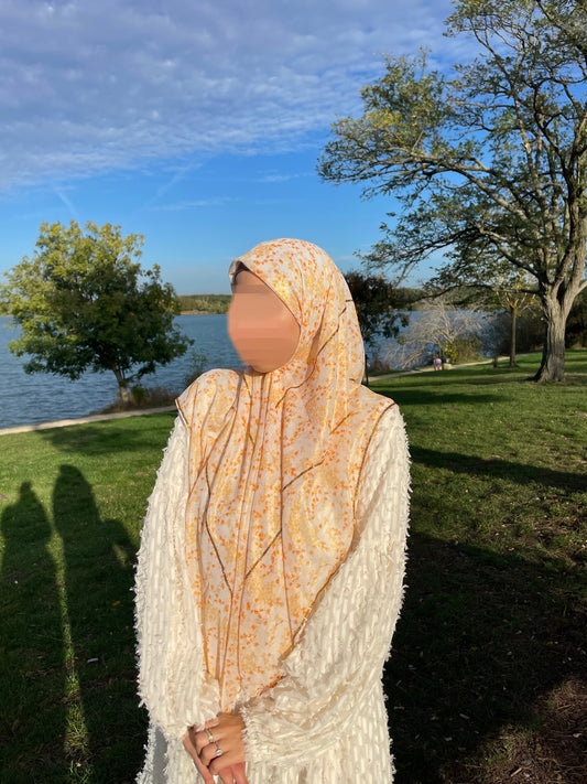 Orange floral chiffon square