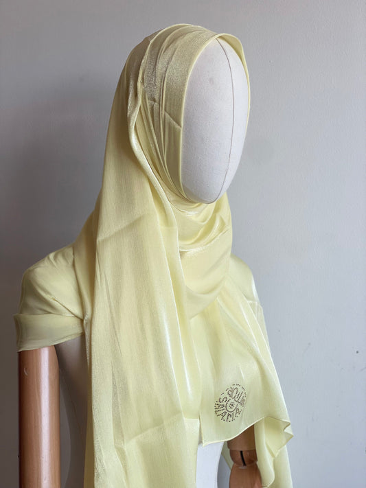 Organza de soie strass Jaune canaris