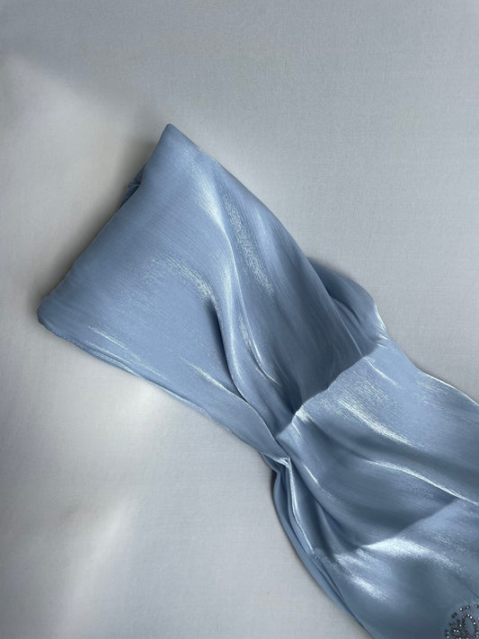 Organza de soie strass Bleu bébé