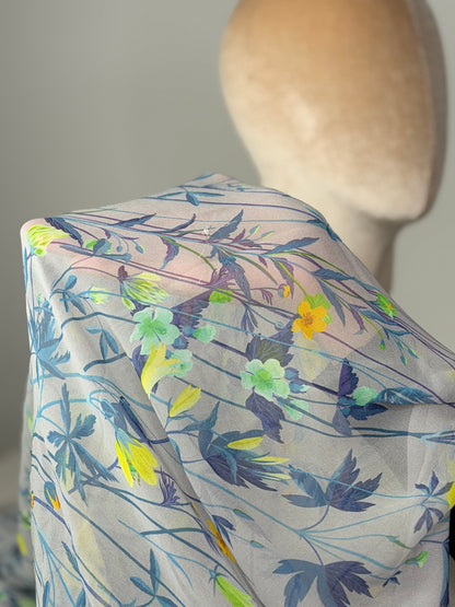 Carré Chiffon Fleurie GRIS - DÉFAUT