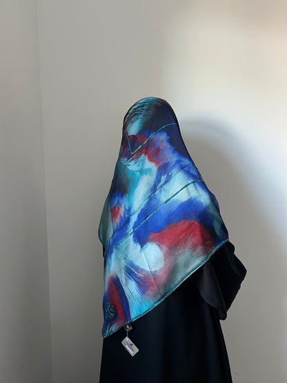 Blue Abstract Muslin Square
