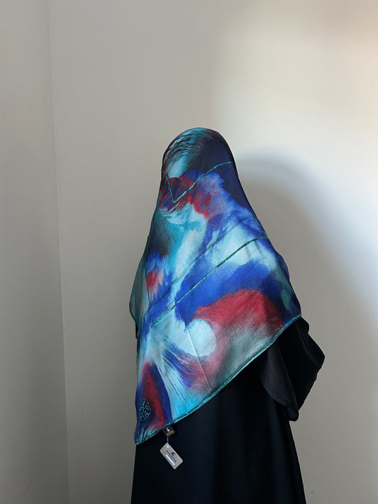 Blue Abstract Muslin Square