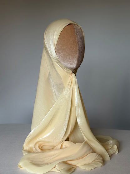 Organza de soie Jaune avec Bonnet