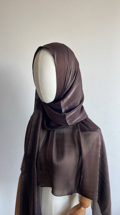 Organza de soie strass Brun