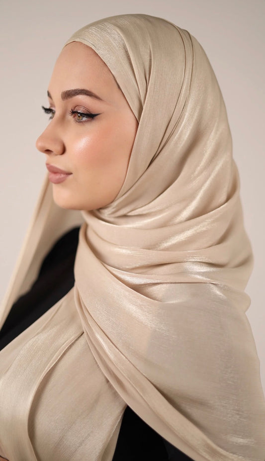 Organza de soie strass Beige
