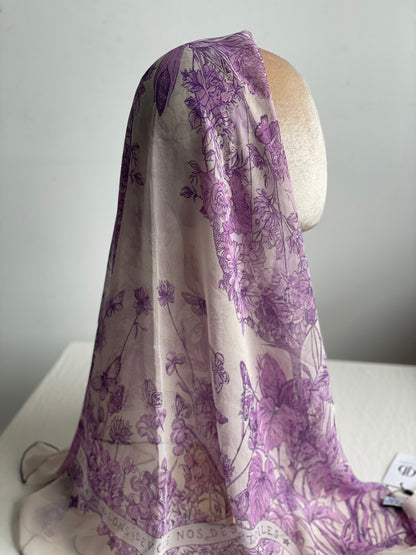 Carré Chiffon PAPILLON Rose (très petits défauts)