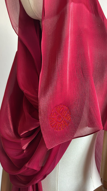 Organza de soie strass Coquelicot