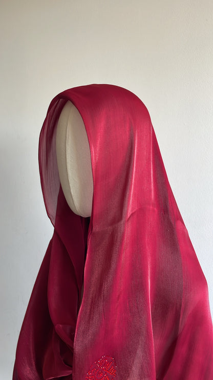 Organza de soie strass Coquelicot