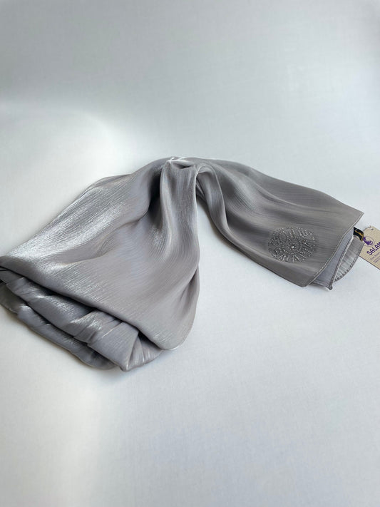 Organza de soie strass Gris