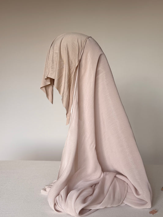 Organza de soie Beige Rosé avec Bonnet