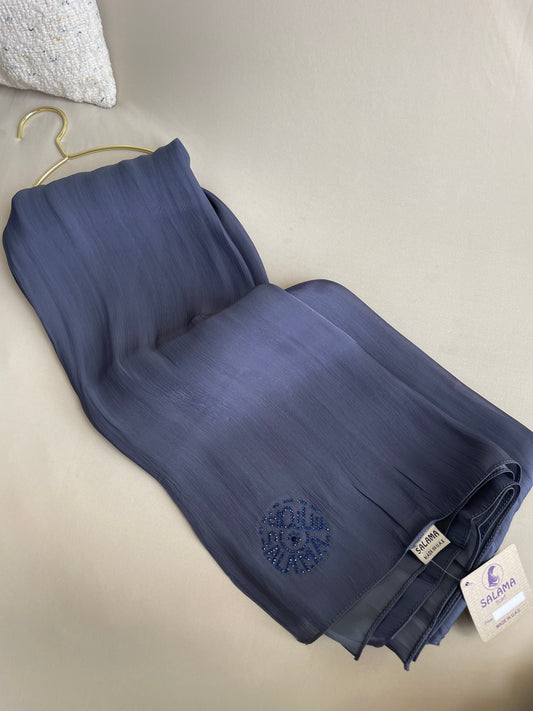 Purple blue rhinestone silk organza