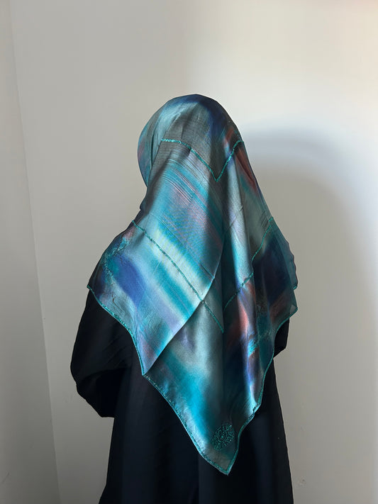 Turquoise Abstract Muslin Square