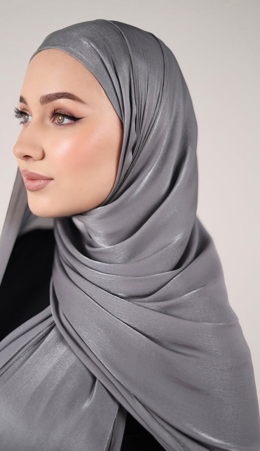 Bonnet intégré - Organza de soie gris